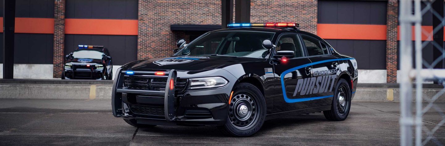A three-quarter front view of the 2022 Dodge Charger Pursuit.